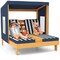Costway Kids Double Chaise Lounge Patio Lounge Chair with Cup Holders & Awning Blue/Colorful/Brown